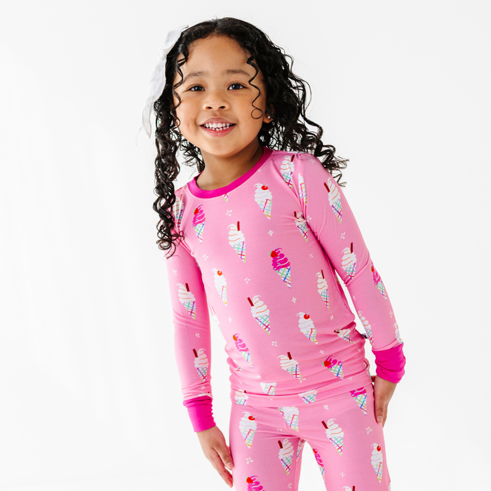 Sundae Funday Kids Pajamas - Pink