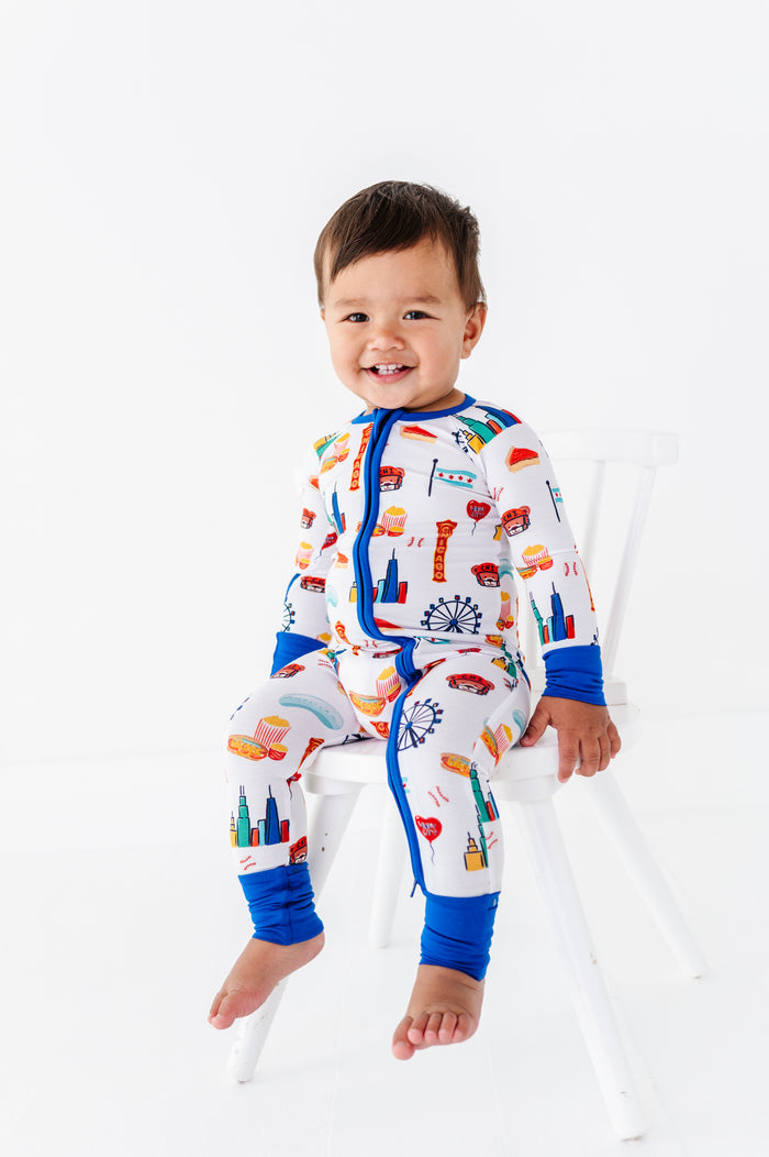 Sweet Home Chicago Convertible Footies - Blue