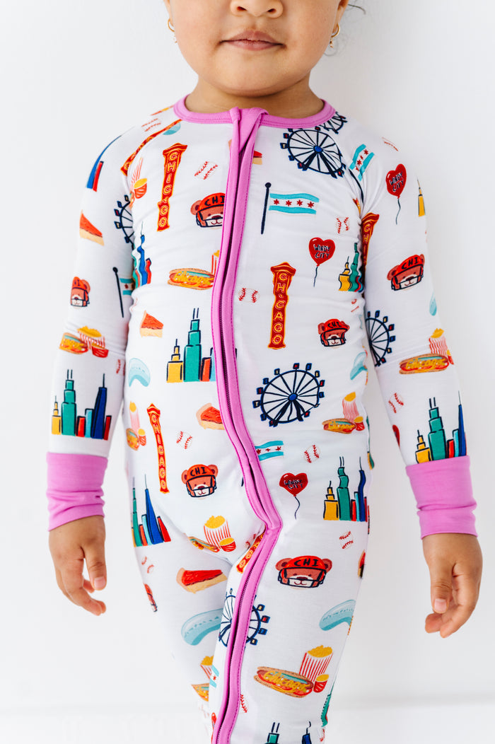 Sweet Home Chicago Convertible Footies - Pink