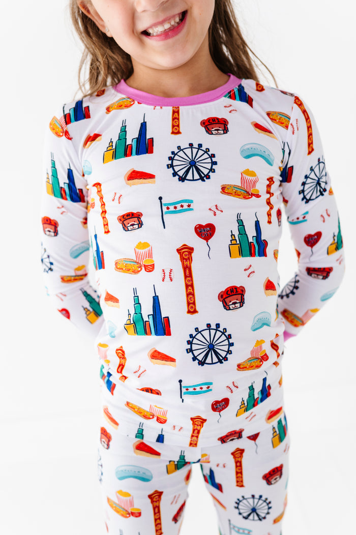 Sweet Home Chicago Kids Pajamas- Pink