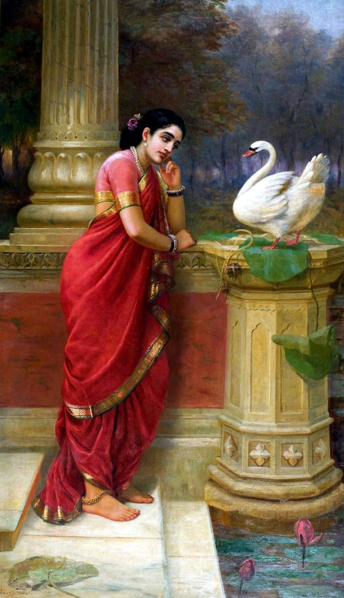 Tallenge - Raja Ravi Varma - Hamsa Damayanti - X Large Canvas Roll (Canvas,20 x 36 inches, MultiColour)