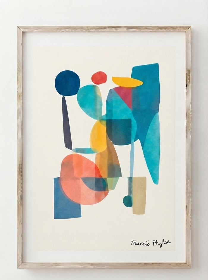 Teal Horizon | Mid-Century Modern Geometric Abstract Art Print