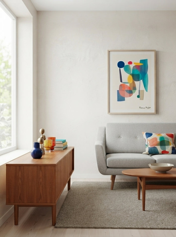 Teal Horizon | Mid-Century Modern Geometric Abstract Art Print