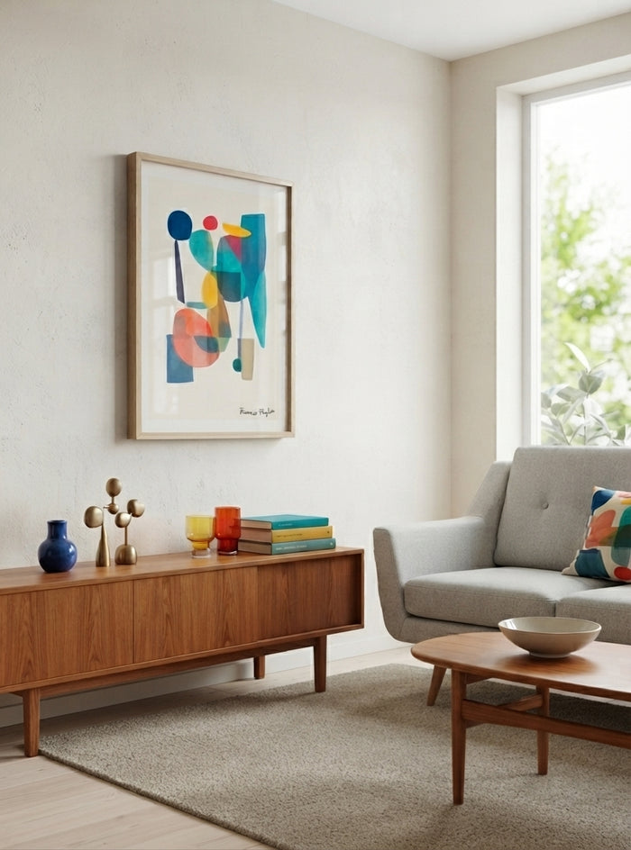 Teal Horizon | Mid-Century Modern Geometric Abstract Art Print