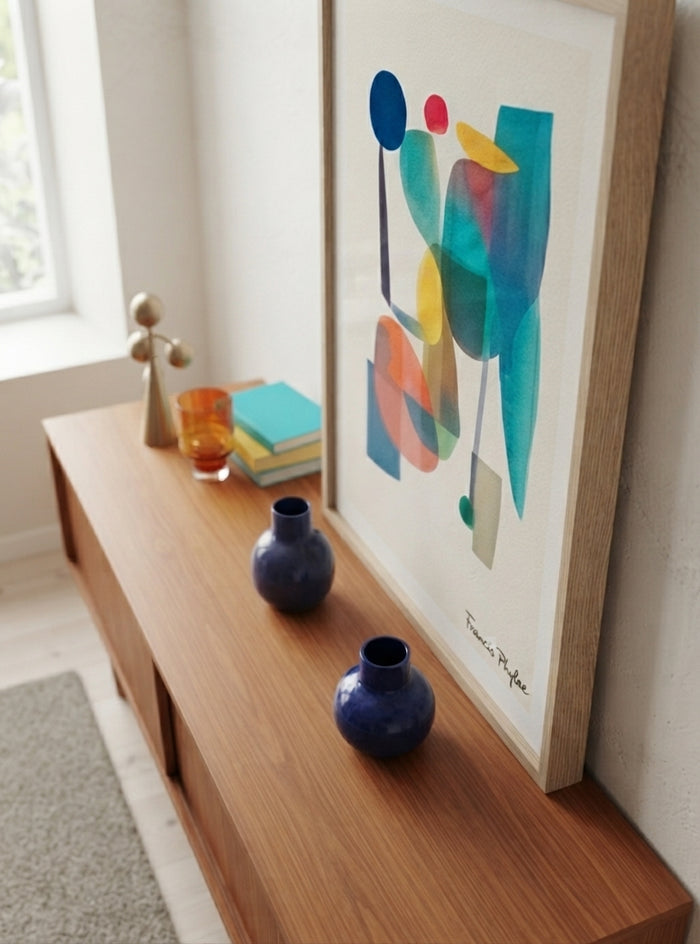 Teal Horizon | Mid-Century Modern Geometric Abstract Art Print