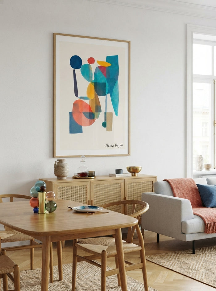 Teal Horizon | Mid-Century Modern Geometric Abstract Art Print