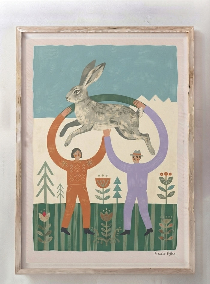 The Nordic Hare | Scandinavian Folk Art Rabbit Print