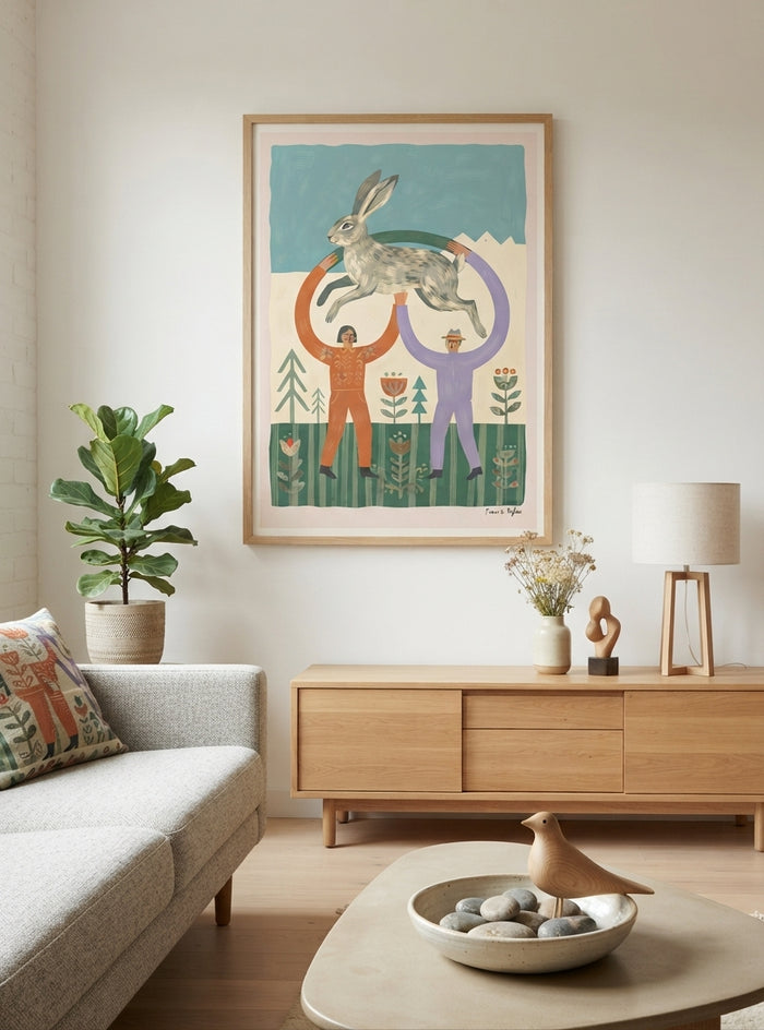 The Nordic Hare | Scandinavian Folk Art Rabbit Print