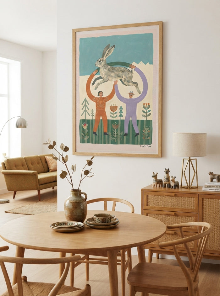 The Nordic Hare | Scandinavian Folk Art Rabbit Print