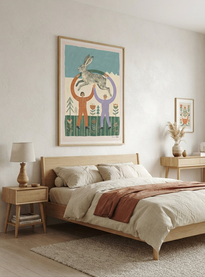 The Nordic Hare | Scandinavian Folk Art Rabbit Print