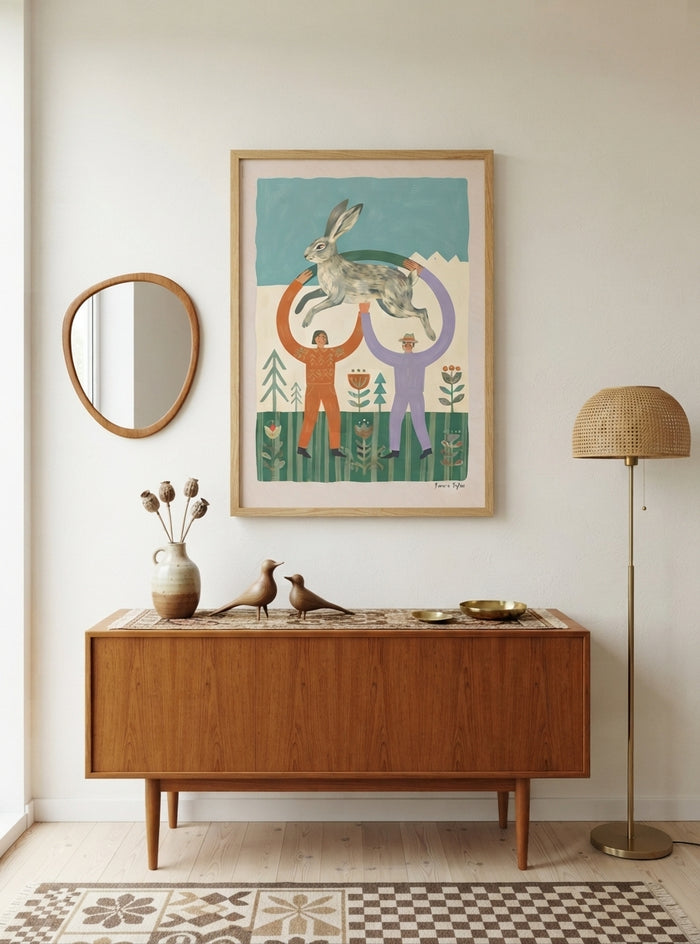 The Nordic Hare | Scandinavian Folk Art Rabbit Print