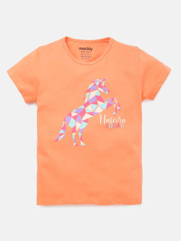 Unicorn Girls Printed Cotton T-Shirt