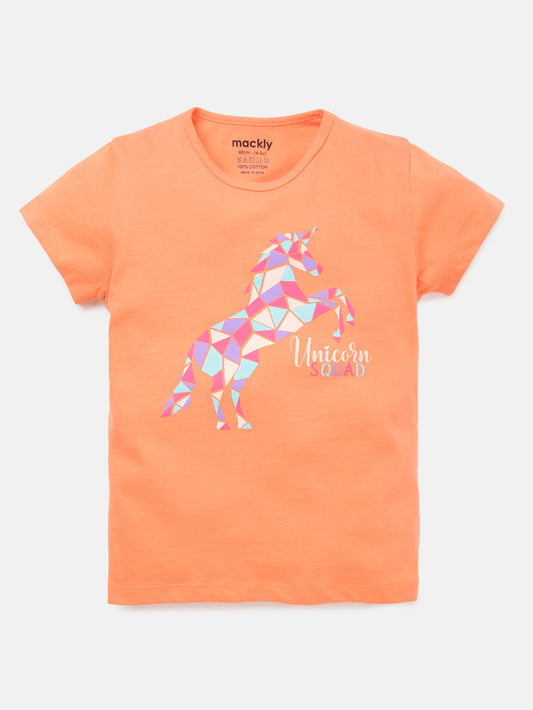 Unicorn Girls Printed Cotton T-Shirt