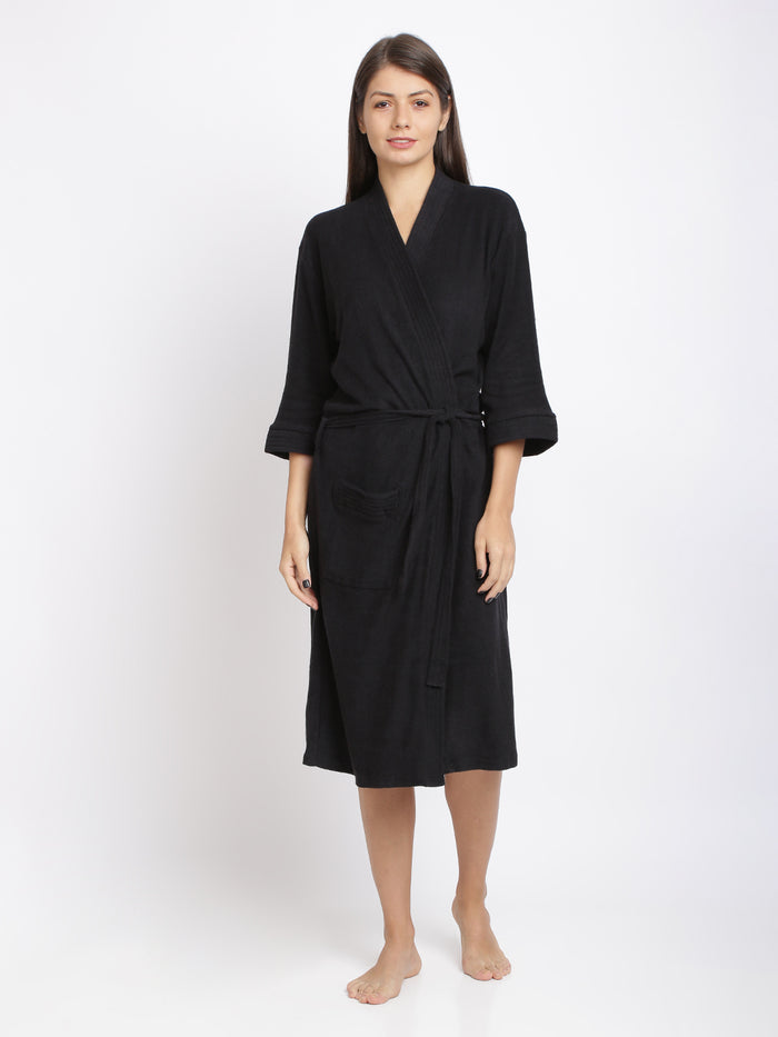 Unisex Soft Knee-Length Bathrobe with Belt, Comfortable Loungewear