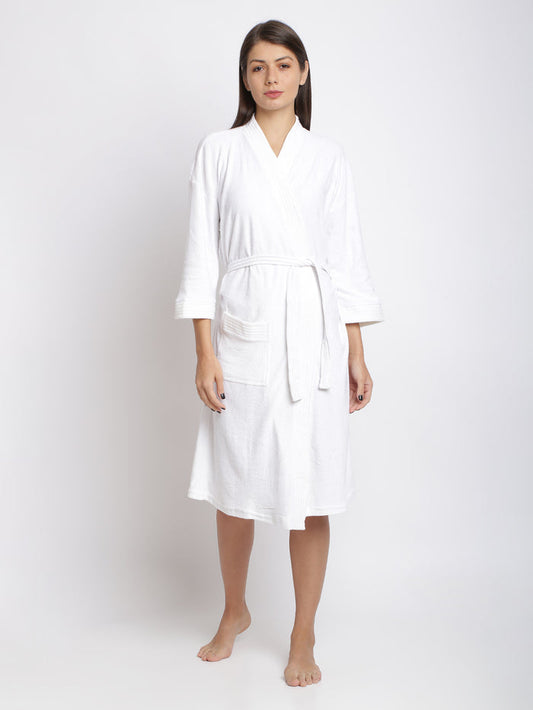 Unisex Soft Knee-Length Bathrobe with Belt, Comfortable Loungewear