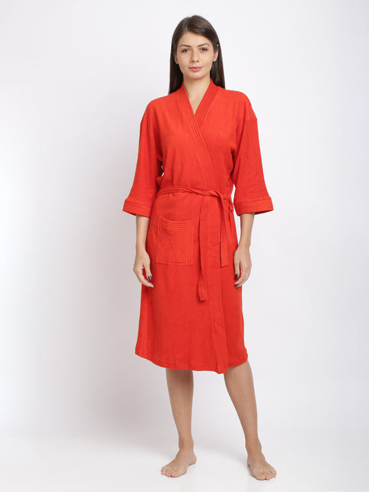 Unisex Soft Knee-Length Bathrobe with Belt, Comfortable Loungewear