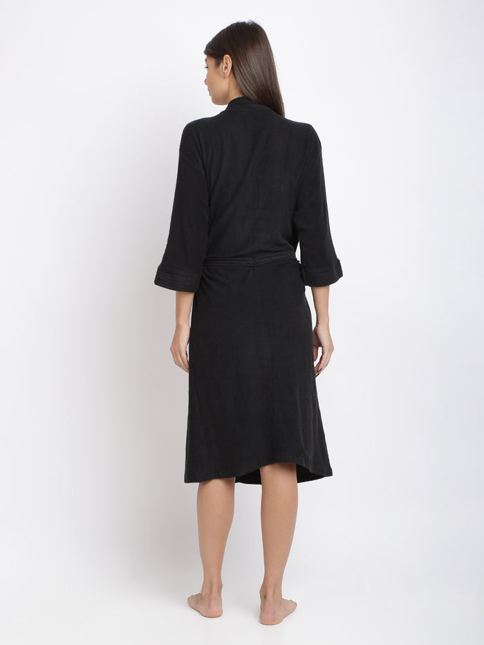 Unisex Soft Knee-Length Bathrobe with Belt, Comfortable Loungewear