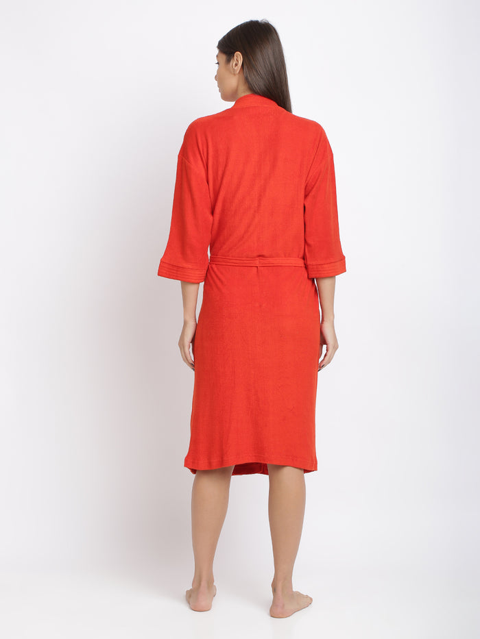 Unisex Soft Knee-Length Bathrobe with Belt, Comfortable Loungewear