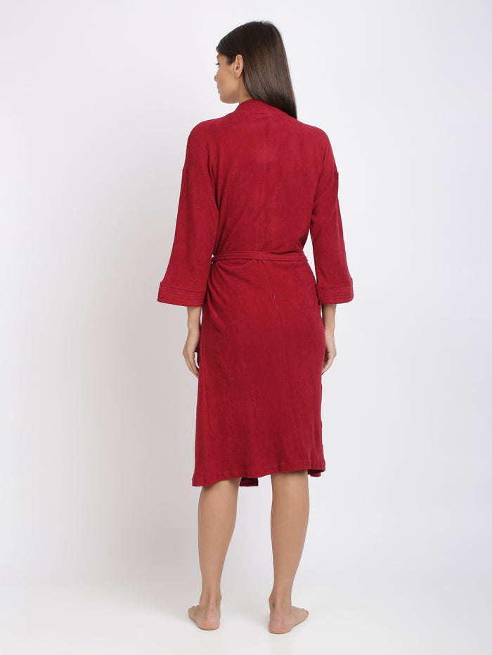 Unisex Soft Knee-Length Bathrobe with Belt, Comfortable Loungewear