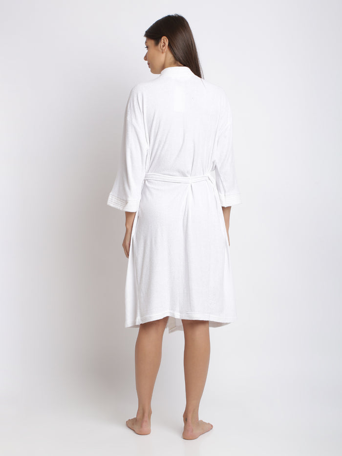 Unisex Soft Knee-Length Bathrobe with Belt, Comfortable Loungewear