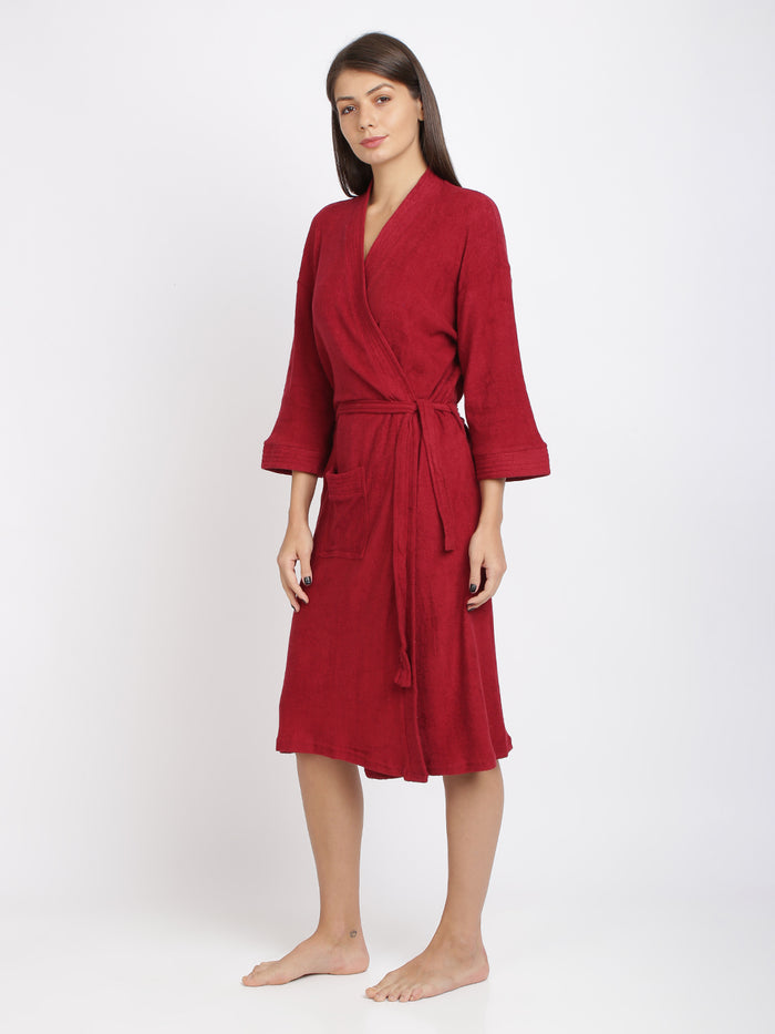 Unisex Soft Knee-Length Bathrobe with Belt, Comfortable Loungewear