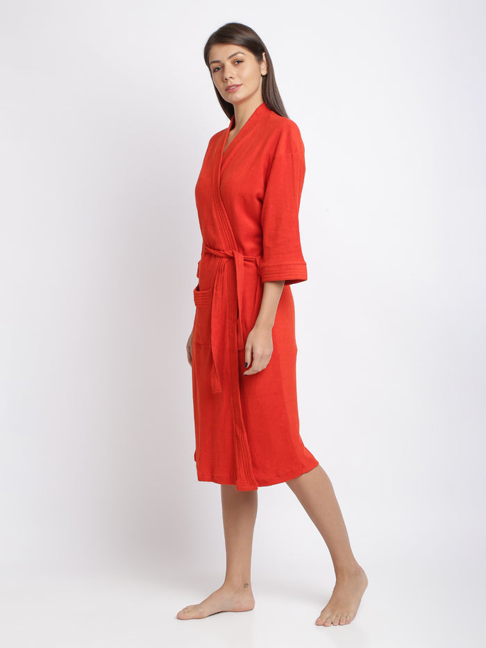 Unisex Soft Knee-Length Bathrobe with Belt, Comfortable Loungewear