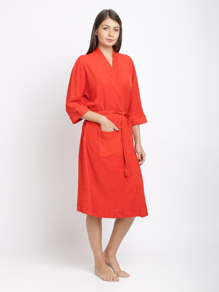Unisex Soft Knee-Length Bathrobe with Belt, Comfortable Loungewear