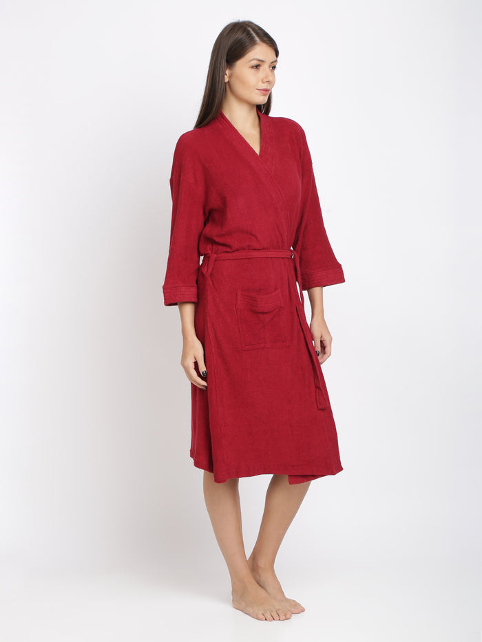 Unisex Soft Knee-Length Bathrobe with Belt, Comfortable Loungewear