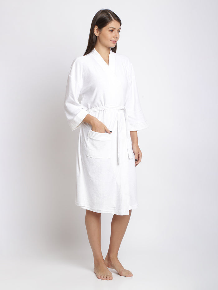 Unisex Soft Knee-Length Bathrobe with Belt, Comfortable Loungewear