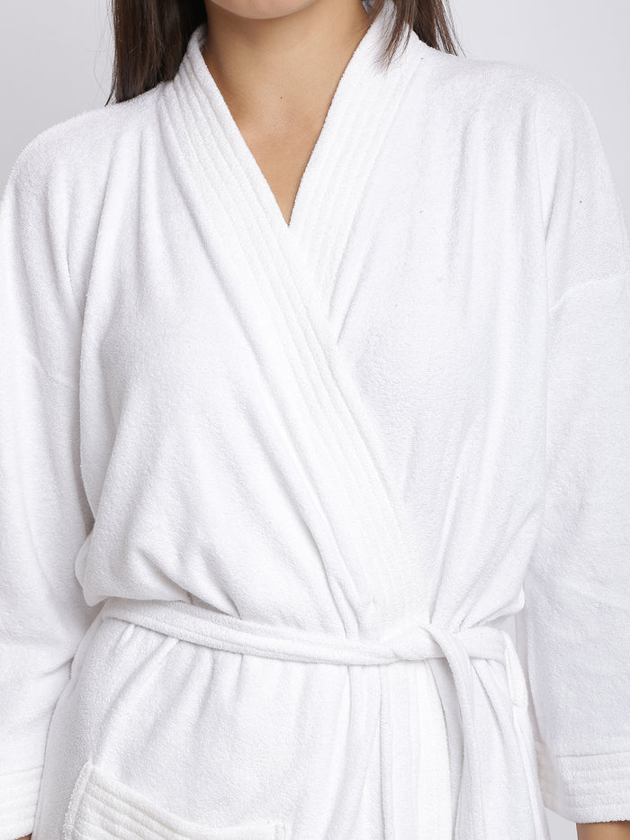Unisex Soft Knee-Length Bathrobe with Belt, Comfortable Loungewear