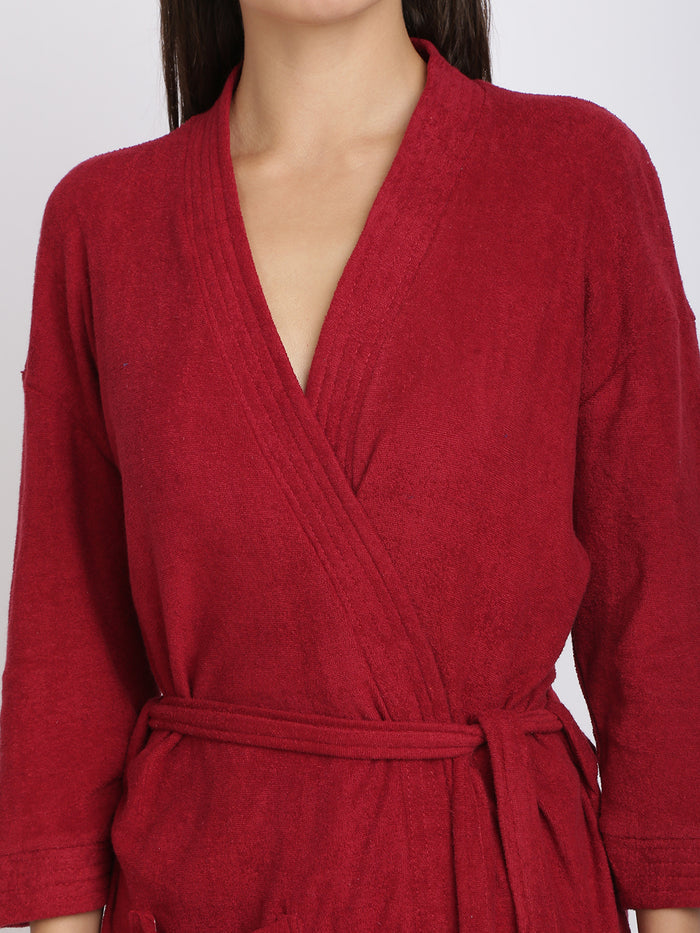 Unisex Soft Knee-Length Bathrobe with Belt, Comfortable Loungewear