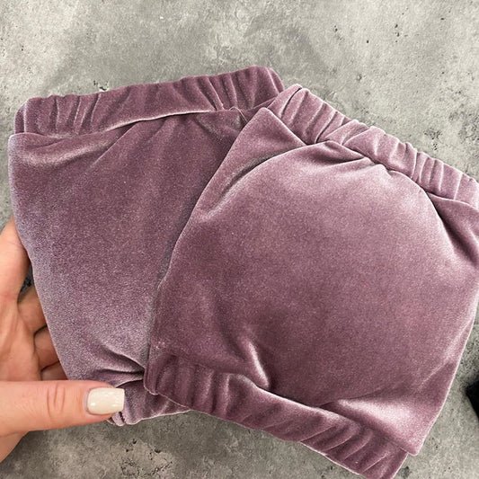 Velvet decorative knee pads with hole to grip