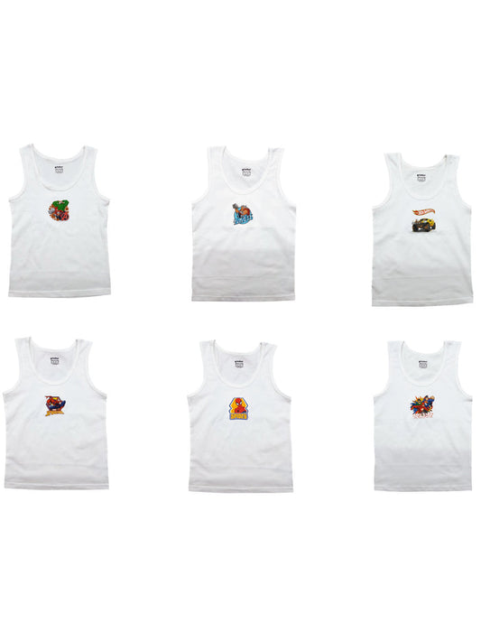 VEST 1005 |Red Rose 100% Cotton Boys Inner Vests – Pack of 6|