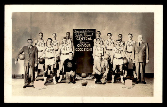 Vintage 1940's South Bend Central HS Basketball Team Real Photo Postcard