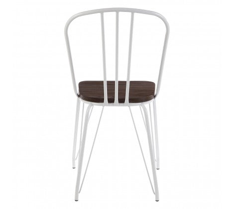 District White Metal And Elm Wood Chair - Modern Home Interiors