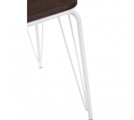 District White Metal / Elm Small Wood Stool - Modern Home Interiors