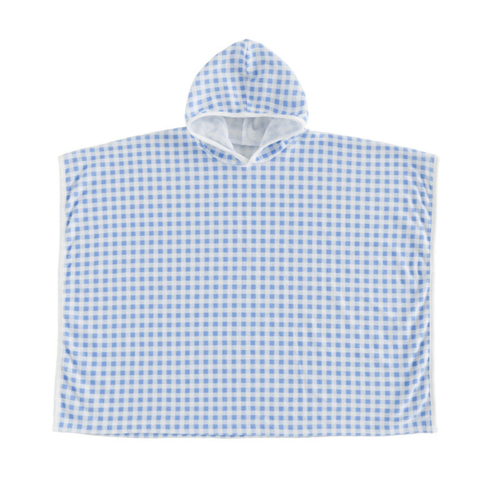 Wholesale 1-6Y Kids Hooded Gingham Poncho Cape Coat, Soft Woven Plaid Casual Lightweight Children Cloak Outerwear