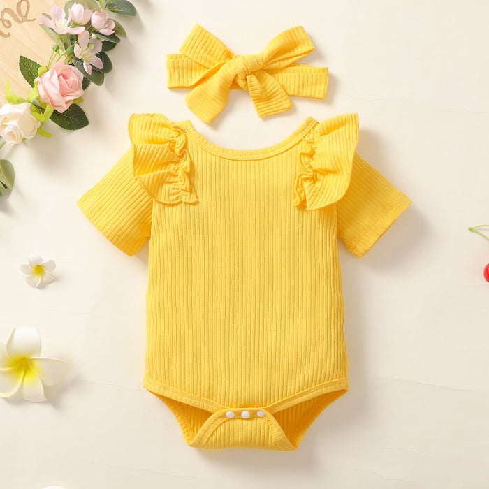 【WILD LIKE MY CURLS】baby girl summer clothes baby girl yellow romper and sunflower pant set YW2012026