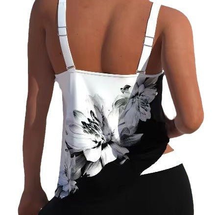 Women's Ink Print Split Tankini Swimsuit