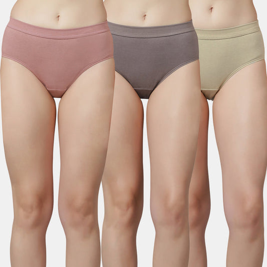 Women’s Ribbed Waist Cotton Regular Panties – Soft Solid Briefs with Full Coverage for Everyday Wear (Pack of 3)