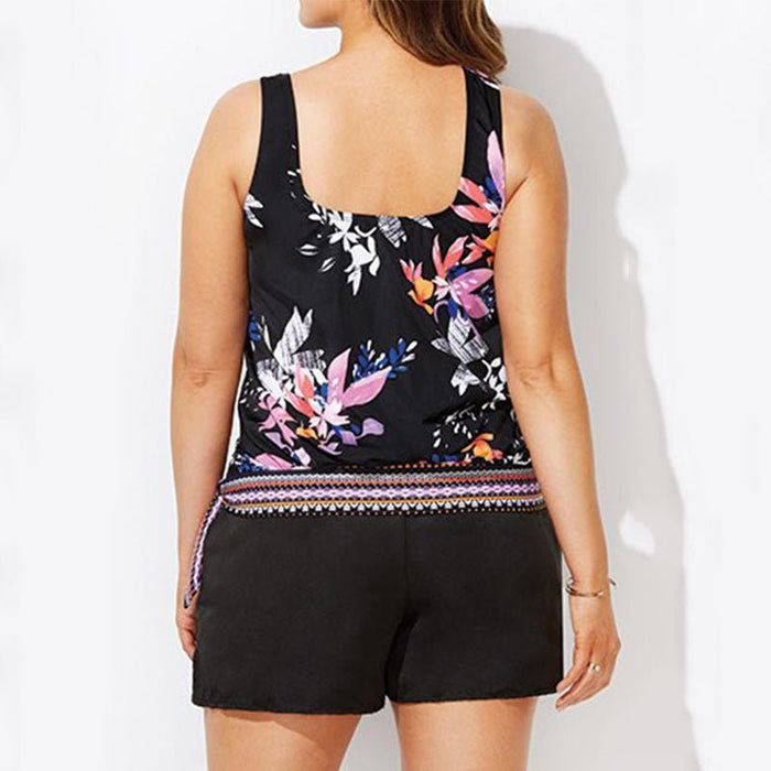 Women's Side Tie Print Tankini Two-Piece