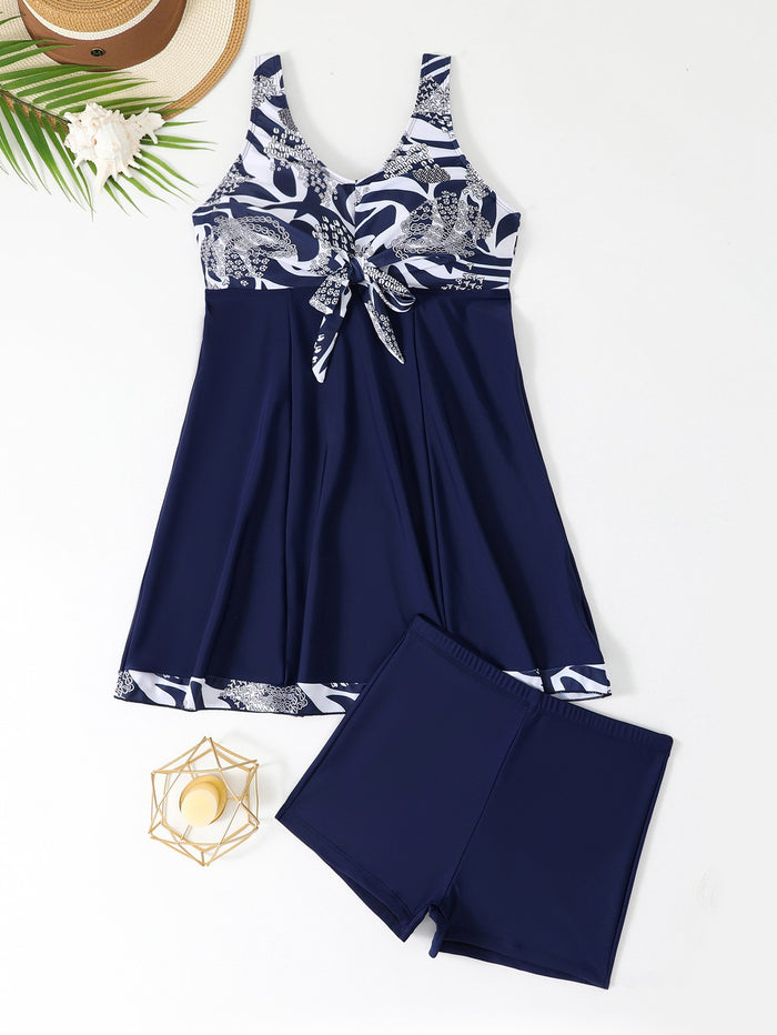 Women's Skirt Style Conservative Tankini Set
