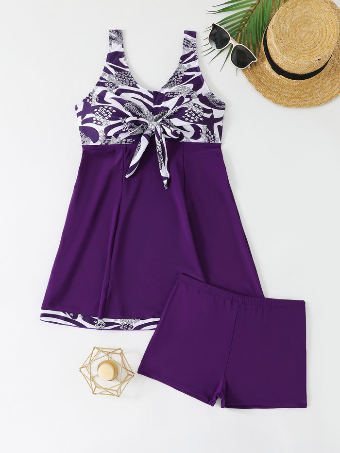 Women's Skirt Style Conservative Tankini Set
