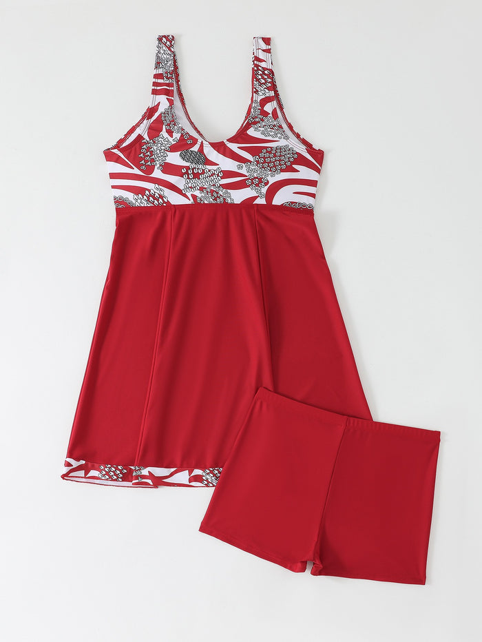 Women's Skirt Style Conservative Tankini Set