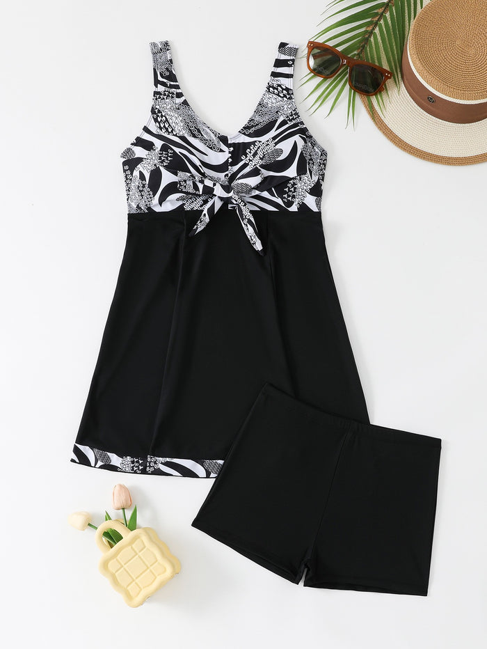 Women's Skirt Style Conservative Tankini Set